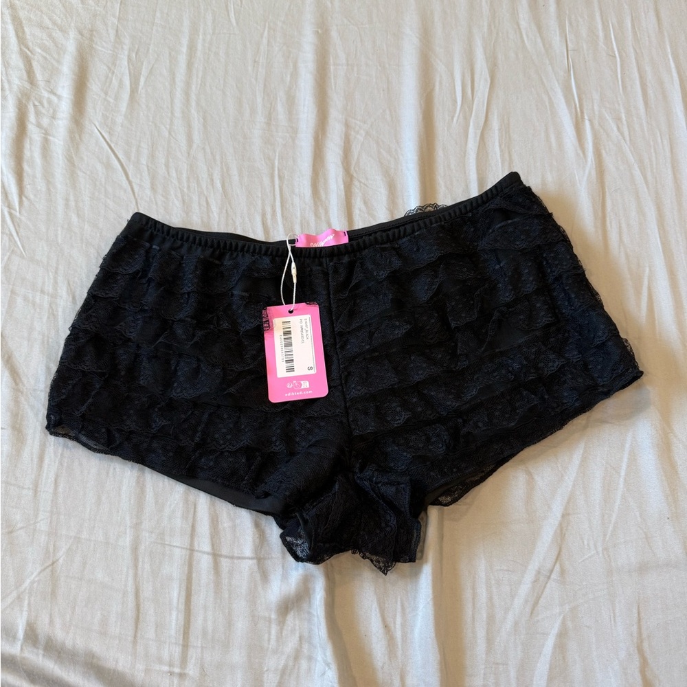 Edikted black ruffle shorts
